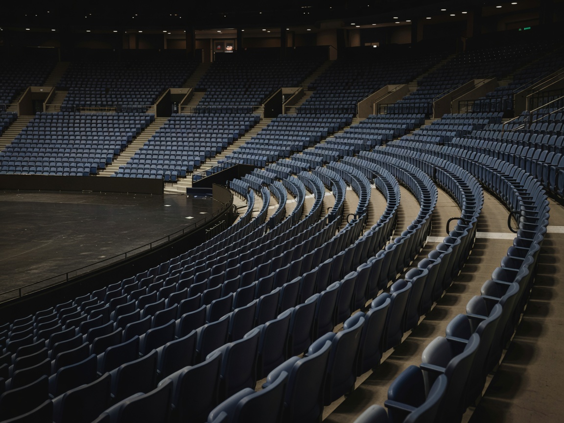 Quiet sports arena seating after an event